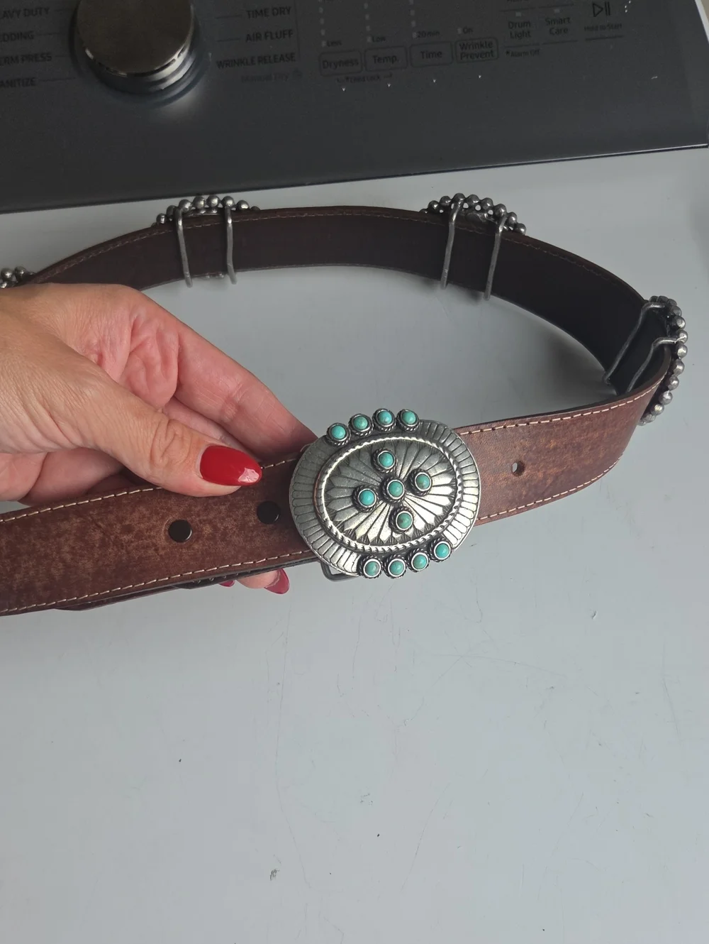 Vintage Jose Luis Mexico Faux Turquoise Concho Belt Men 34